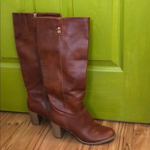 High-Heeled Tall Brown Boots